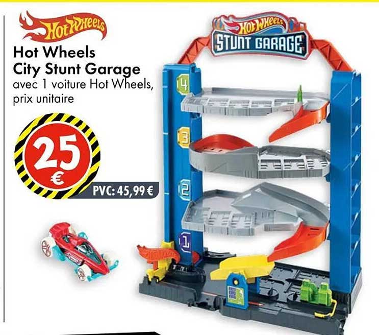 Hot Wheels City Stunt Garage avec 1 voiture Hot Wheels, prix unitaire