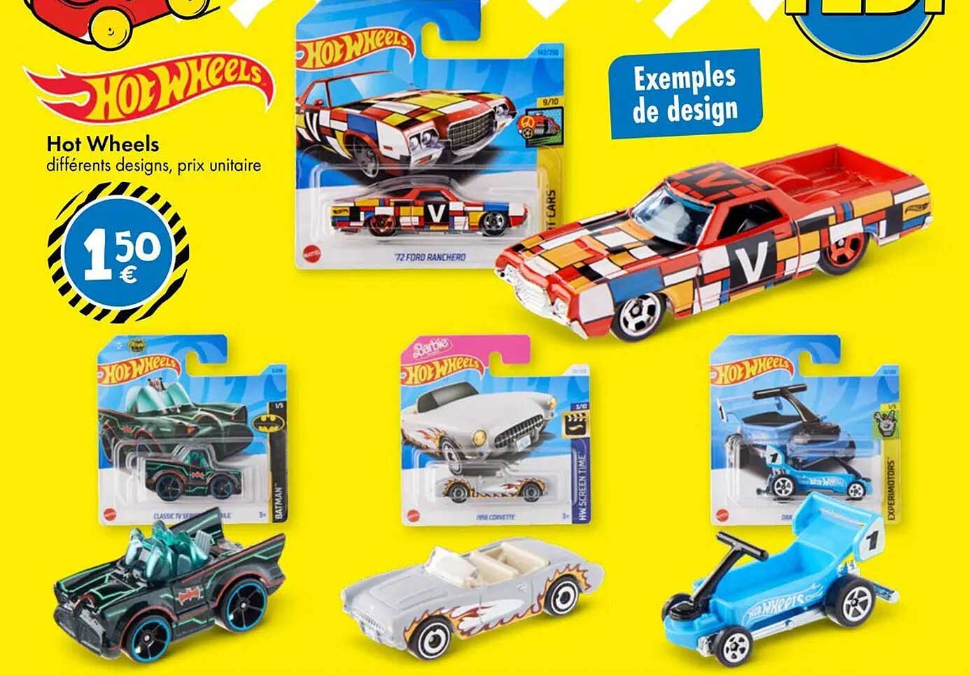 Hot Wheels différents designs, prix unitaire