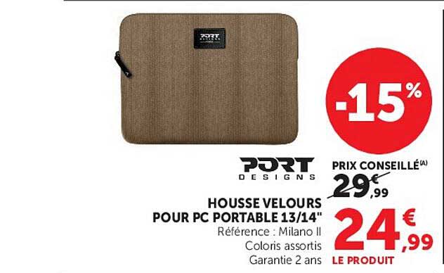 HOUSSE VELOURS POUR PC PORTABLE 13/14"