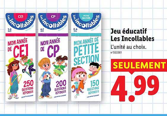Jeu éducatif Les Incollables L'unité au choix.
