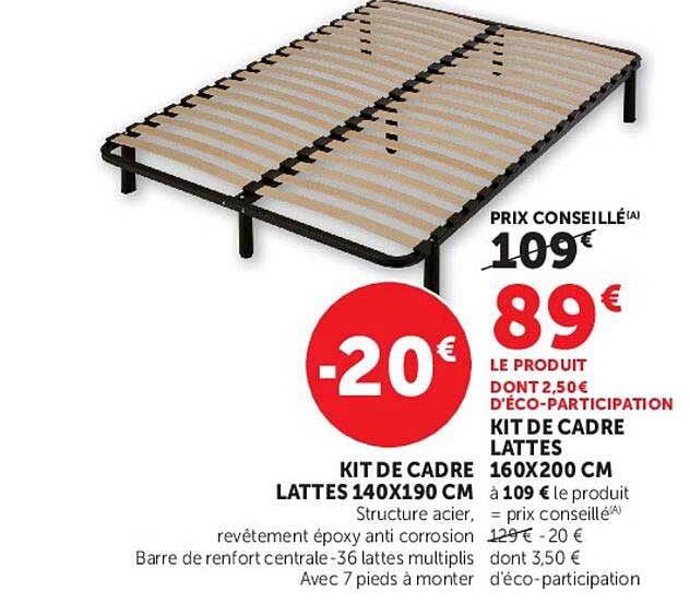 KIT DE CADRE LATTES 140X190 CM