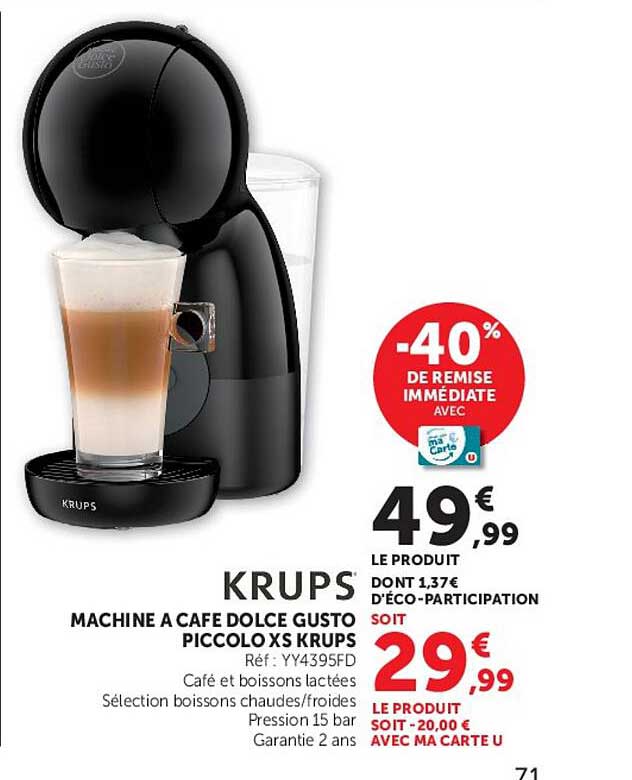 KRUPS MACHINE A CAFE DOLCE GUSTO PICCOLO XS KRUPS