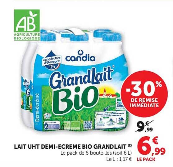 LAIT UHT DEMI-ECREME BIO GRANDLAIT
