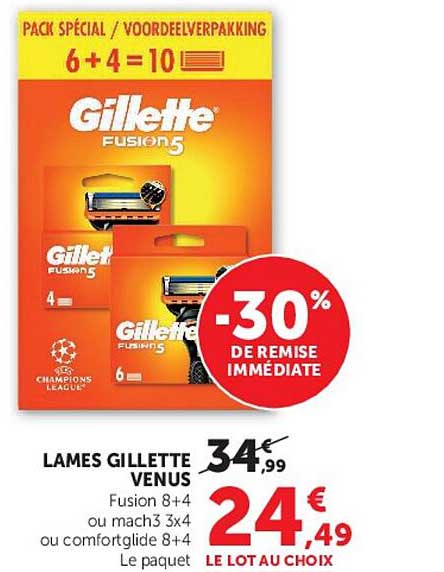 LAMES GILLETTE VENUS Fusion 8+4 ou mach3 3x4 ou confortglide 8+4 Le paquet LE LOT AU CHOIX