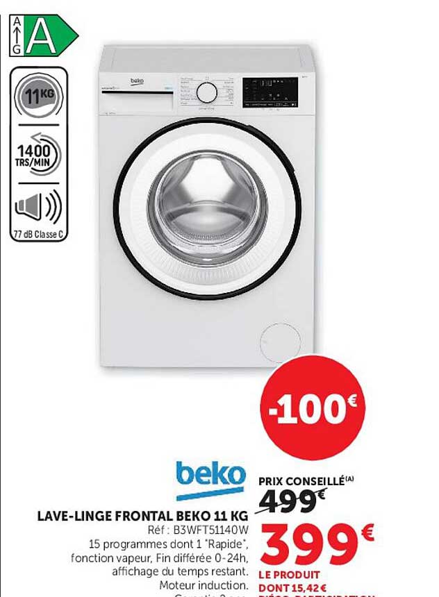 LAVE-LINGE FRONTAL BEKO 11 KG