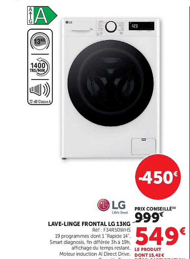 LAVE-LINGE FRONTAL LG 13KG