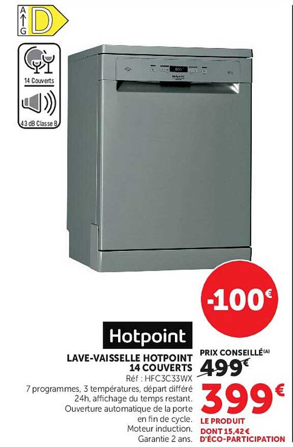 LAVE-VAISSELLE HOTPOINT 14 COUVERTS