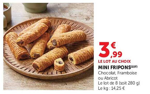 LE LOT AU CHOIX MINI FRIPONS Chocolat, Framboise ou Abricot
