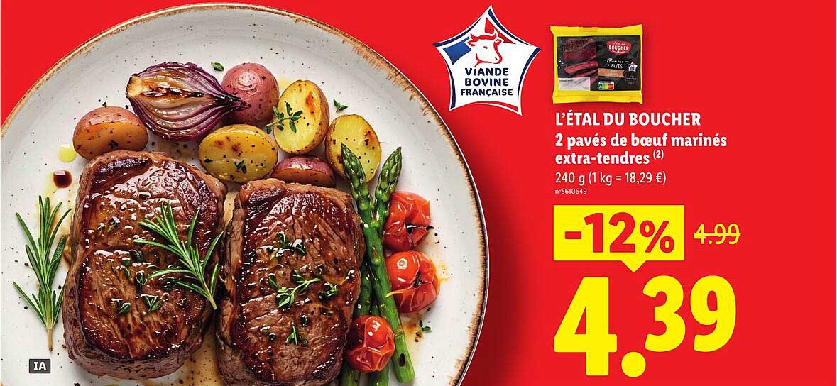 L'ÉTAL DU BOUCHER 2 pavés de bœuf marinés extra-tendres