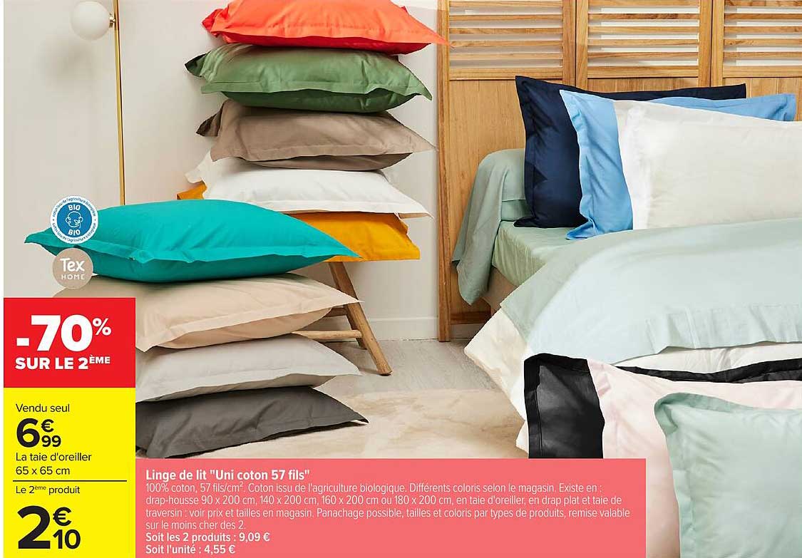 Linge de lit "Uni coton 57 fils"
