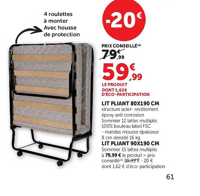 LIT PLIANT 80X190 CM