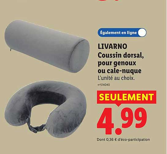 LIVARNO Coussin dorsal, pour genoux ou cale-nuque