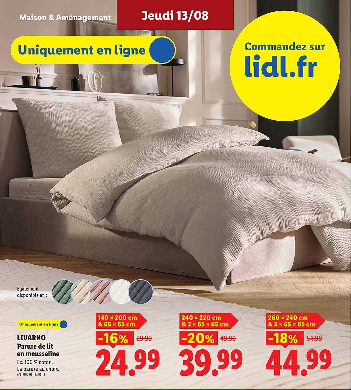 LIVARNO Parure de lit en mousseline