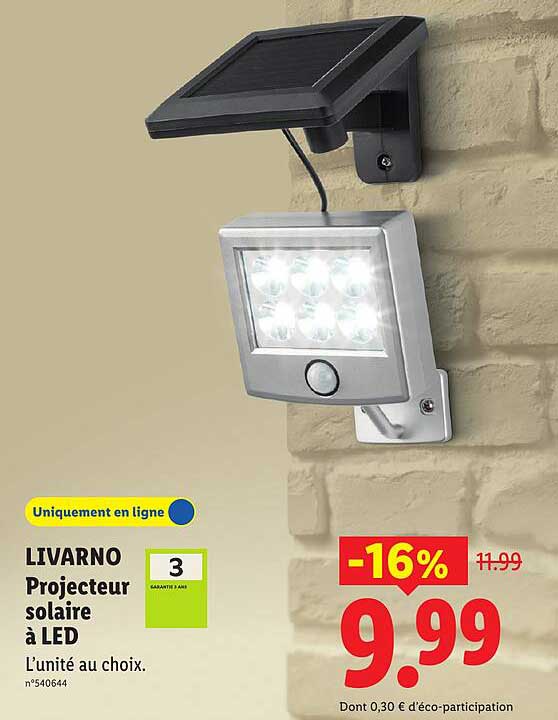 LIVARNO Projecteur solaire à LED