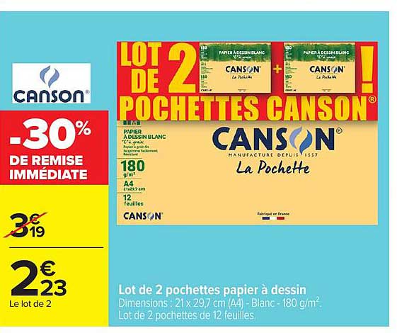 LOT DE 2 POCHETTES CANSON