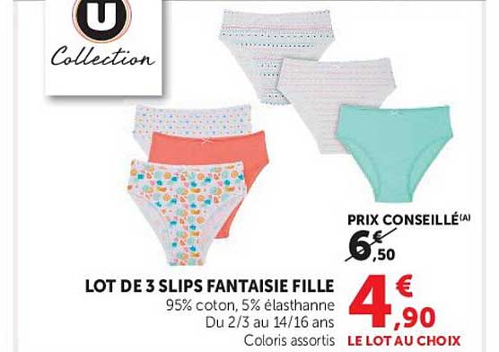 LOT DE 3 SLIPS FANTAISIE FILLE