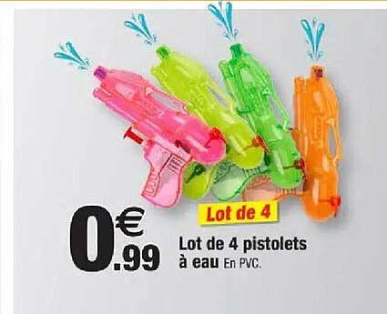 Lot de 4 pistolets à eau En PVC.