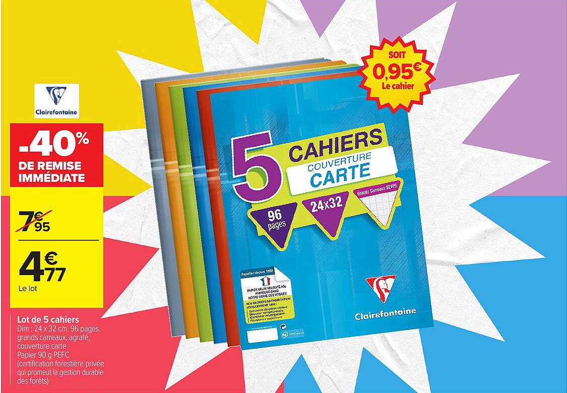 Lot de 5 cahiers Clairefontaine couverture carte
