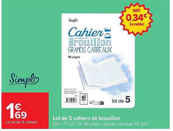 Lot de 5 cahiers de brouillon