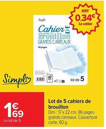 Lot de 5 cahiers de brouillon