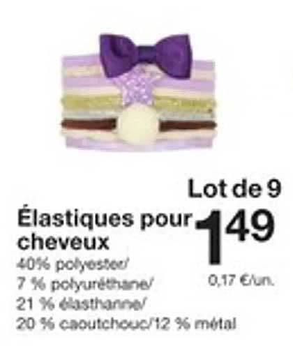 Lot de 9 Élastiques pour cheveux