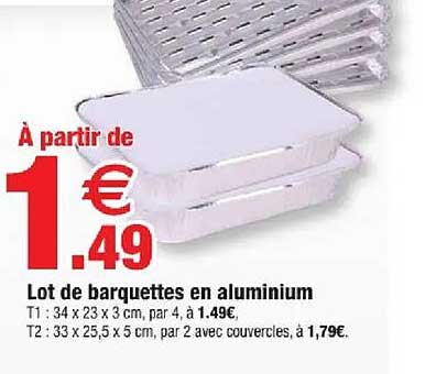 Lot de barquettes en aluminium