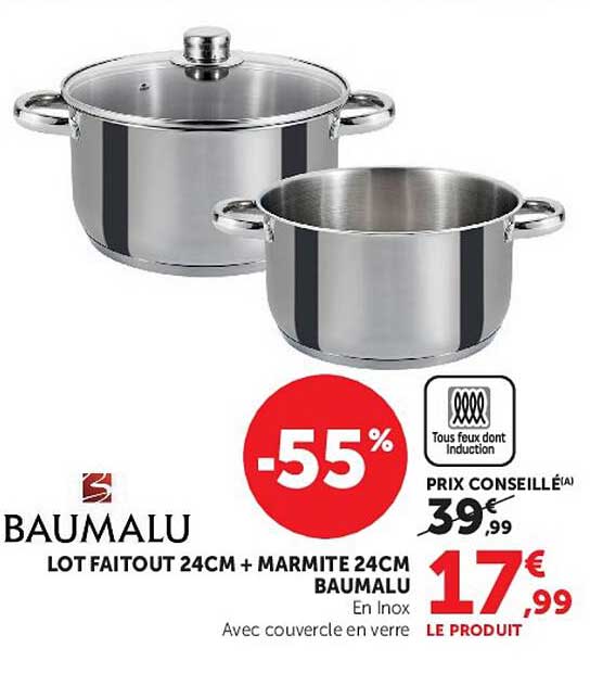 LOT FAITOUT 24CM + MARMITE 24CM BAUMALU