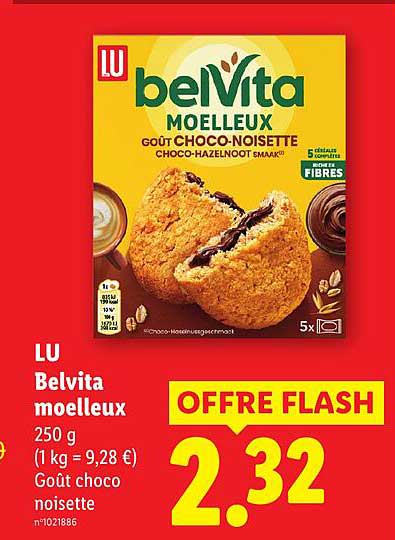 LU Belvita moelleux 250 g (1 kg = 9,28 €) Goût choco noisette