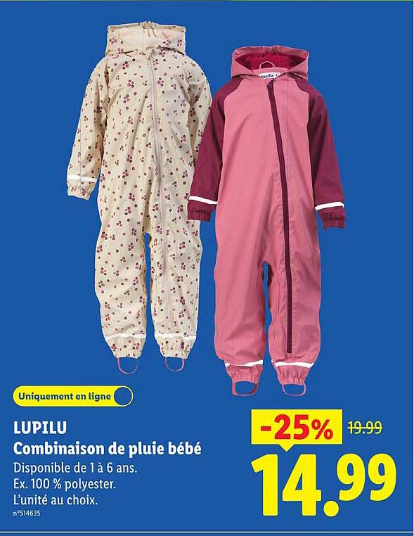 LUPILU Combinaison de pluie bébé