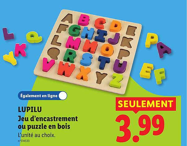 LUPILU Jeu d’encastrement ou puzzle en bois
