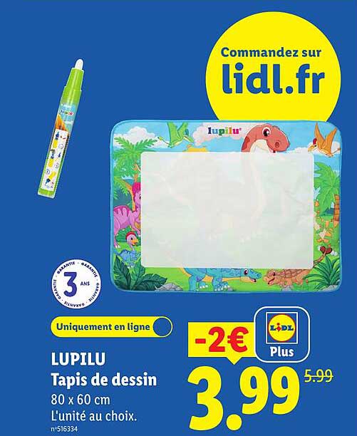 LUPILU Tapis de dessin 80 x 60 cm L’unité au choix.