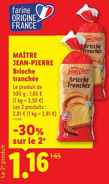MAÎTRE JEAN-PIERRE Brioche tranchée