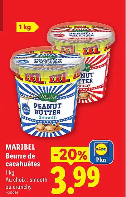 MARIBEL Beurre de cacahuètes 1 kg Au choix : smooth ou crunchy