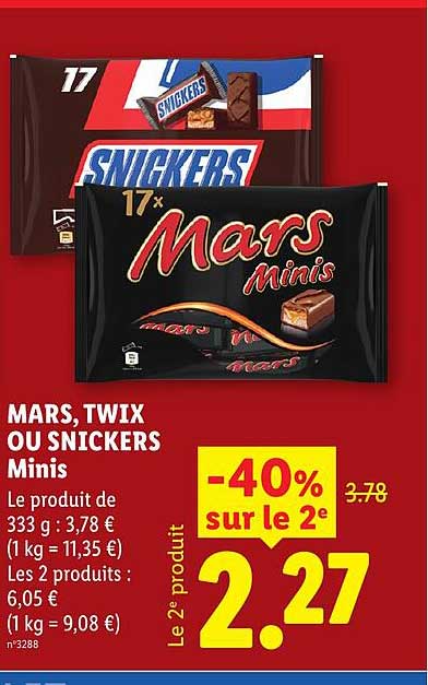MARS, TWIX OU SNICKERS Minis