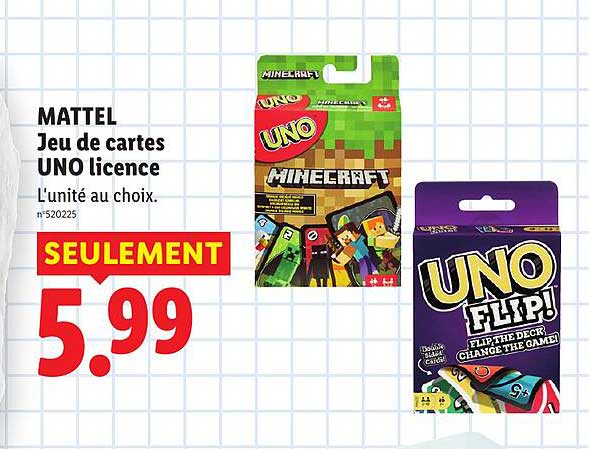 MATTEL Jeu de cartes UNO licence