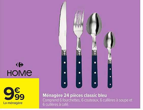 Ménagère 24 pièces classic bleu