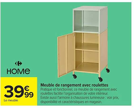 Meuble de rangement avec roulettes