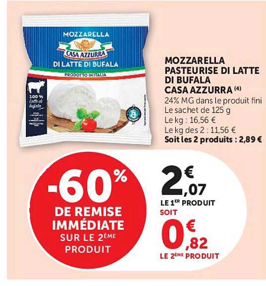 MOZZARELLA PASTEURISÉE DI LATTE DI BUFALA CASA AZZURRA