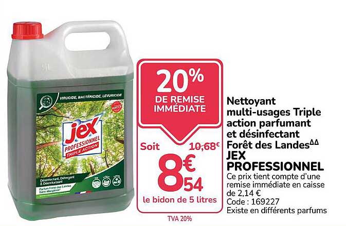 Nettoyant multi-usages Triple action parfumant et désinfectant Forêt des Landes JEX PROFESSIONNEL
