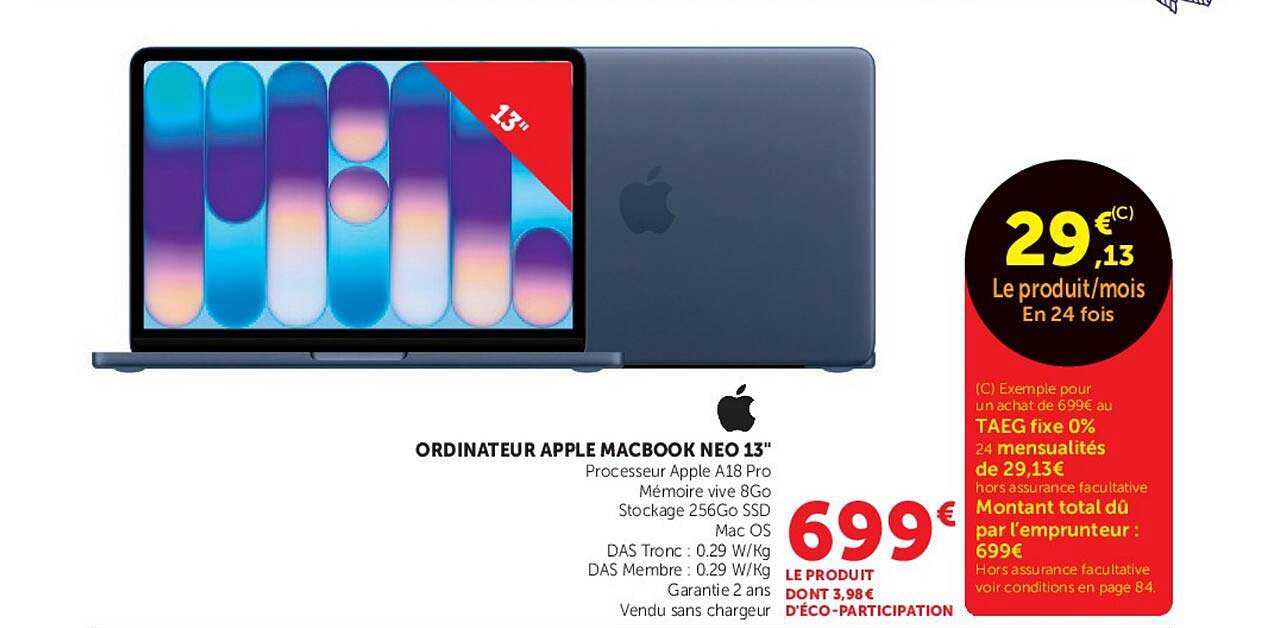 ORDINATEUR APPLE MACBOOK NEO 13"