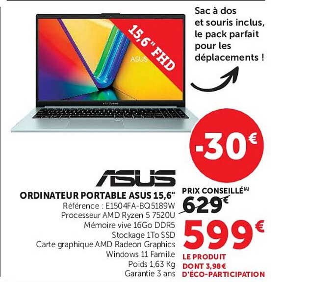 ORDINATEUR PORTABLE ASUS 15,6"
