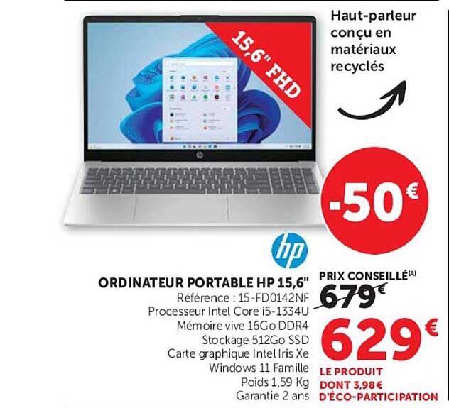 ORDINATEUR PORTABLE HP 15,6"