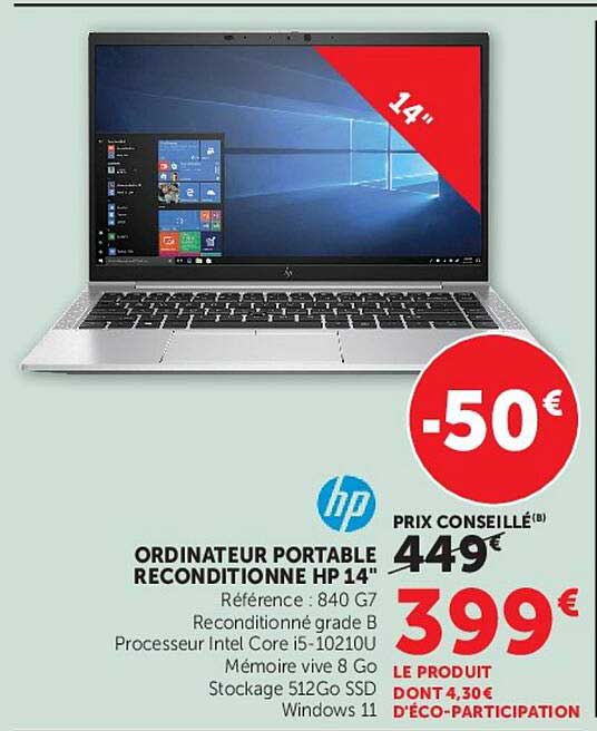 ORDINATEUR PORTABLE RECONDITIONNÉ HP 14"