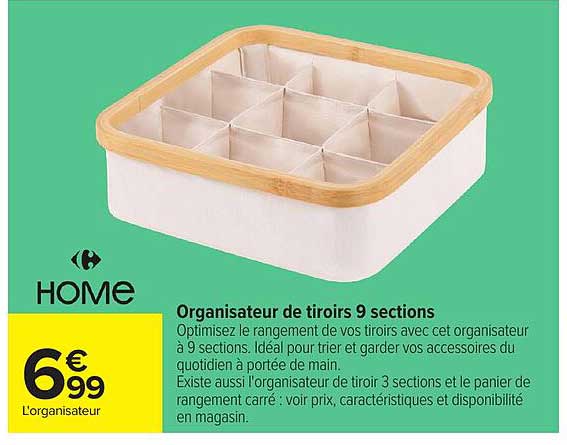 Organisateur de tiroirs 9 sections