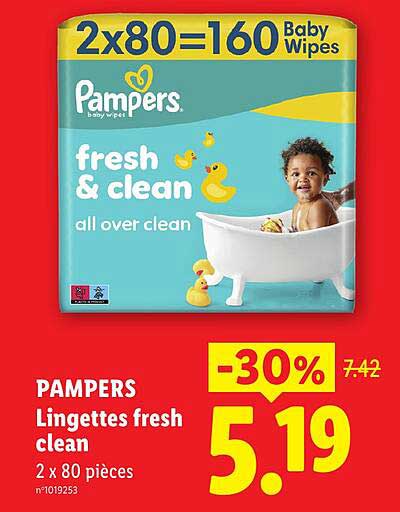 PAMPERS Lingettes fresh clean 2 x 80 pièces