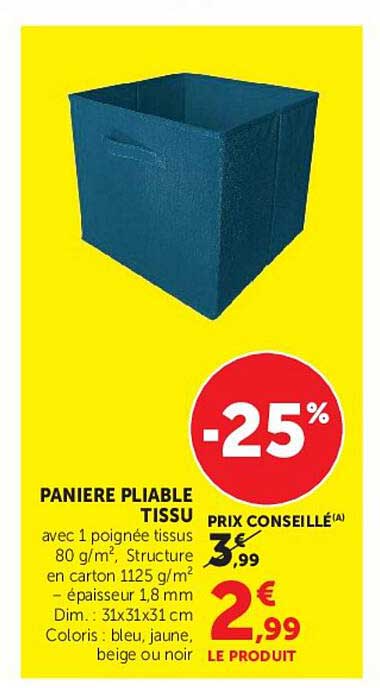 PANIER PLIABLE TISSU