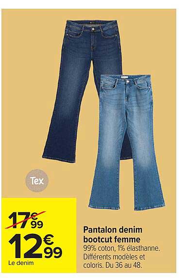 Pantalon denim bootcut femme
