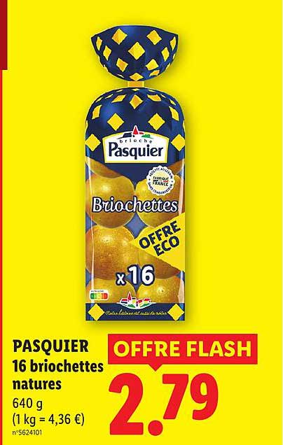 PASQUIER 16 brioquettes natures 640 g (1 kg = 4,36 €)