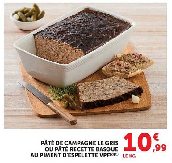 PÂTÉ DE CAMPAGNE LE GRIS OU PÂTÉ RECETTE BASQUE AU PIMENT D'ESPELETTE VP