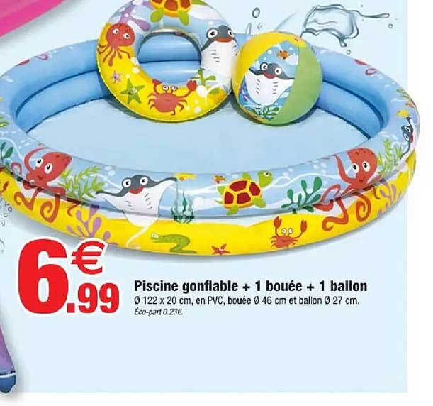 Piscine gonflable + 1 bouée + 1 ballon